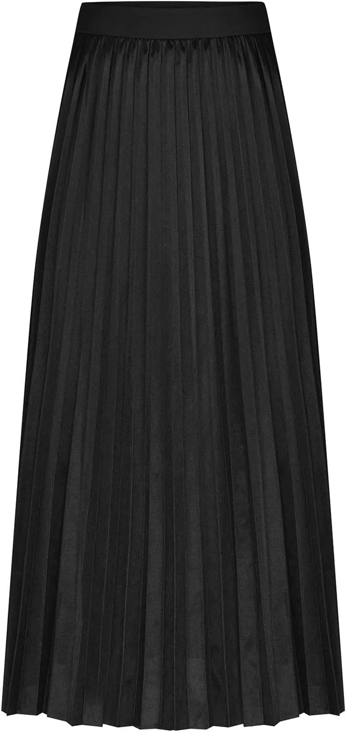 Skirt for Women Elastic Versatile High Waisted A-Line Satin Pleated Long Skirts Ladies Business Work Elegant Skirts