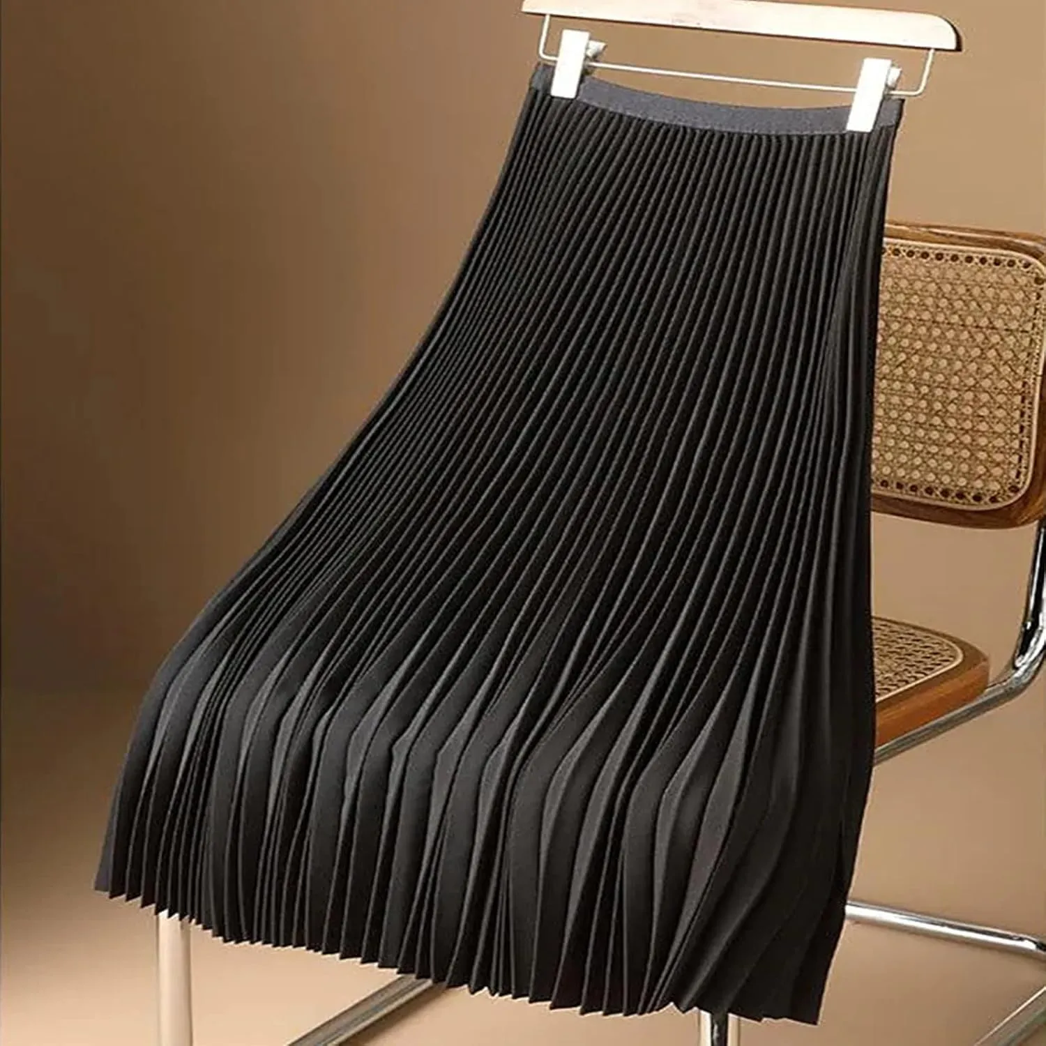 Skirt for Women Elastic Versatile High Waisted A-Line Satin Pleated Long Skirts Ladies Business Work Elegant Skirts