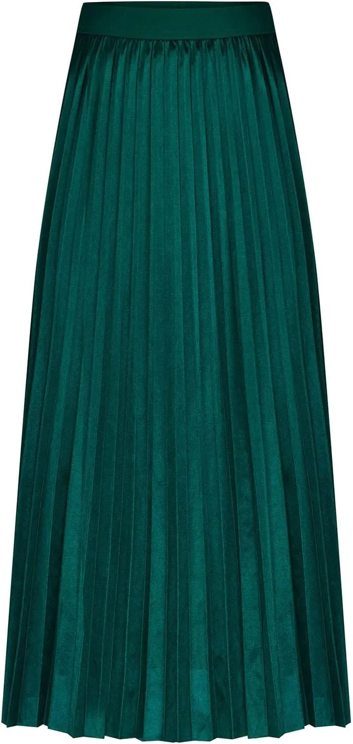 Skirt for Women Elastic Versatile High Waisted A-Line Satin Pleated Long Skirts Ladies Business Work Elegant Skirts