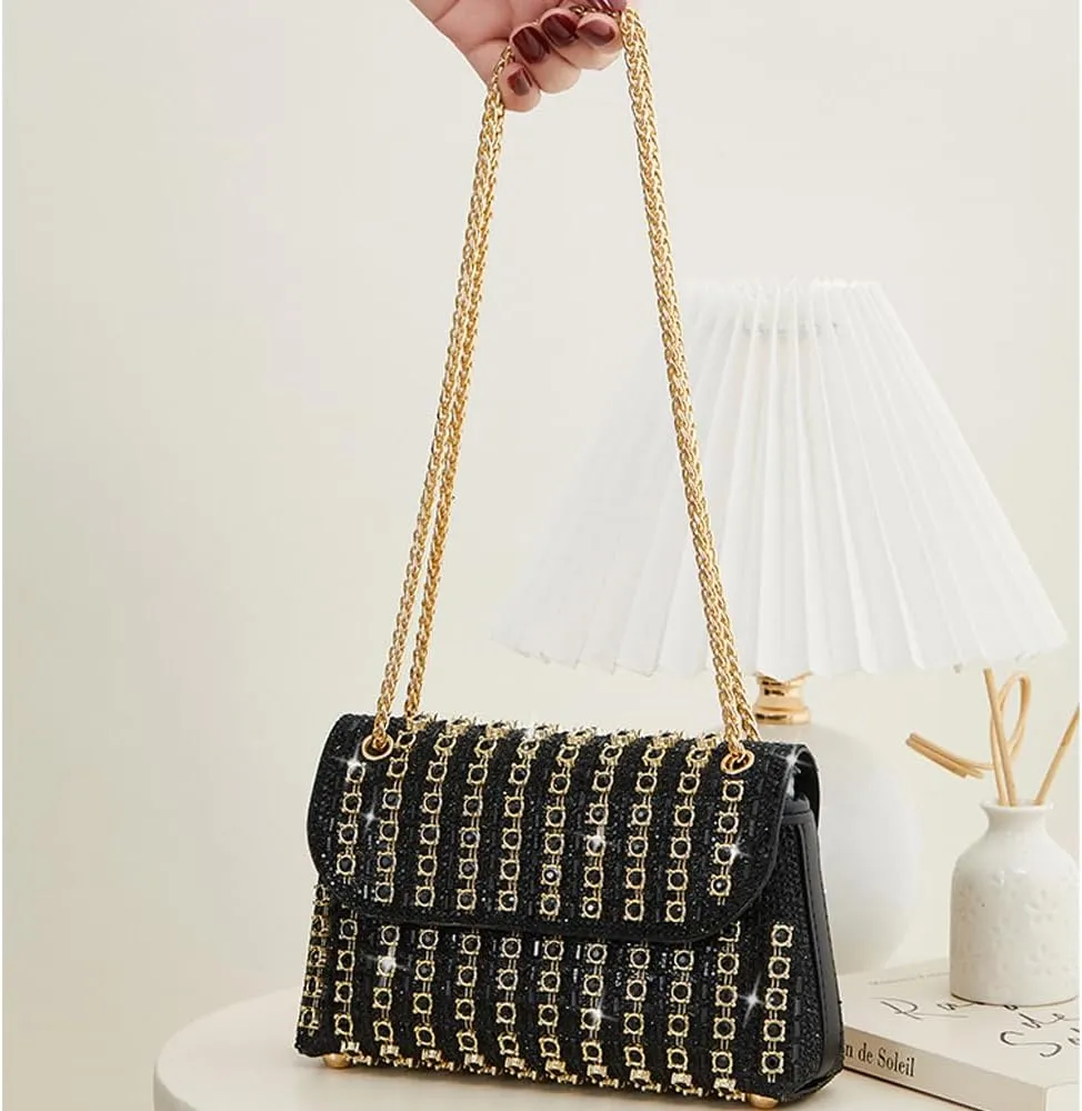 Sparkly Rhinestone Evening Bag for Women, Magnetic Closure Crossbody Shoulder Purse for Wedding Party Prom Dinner Clutch