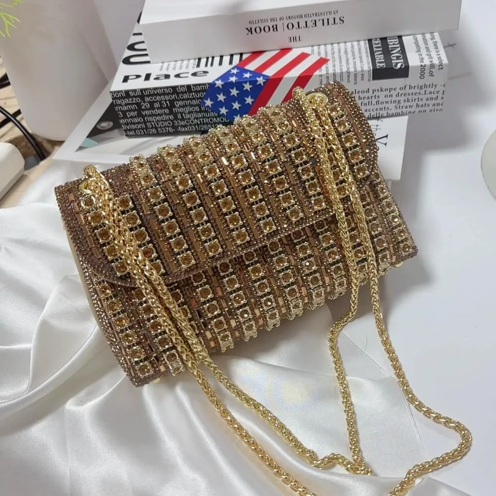 Sparkly Rhinestone Evening Bag for Women, Magnetic Closure Crossbody Shoulder Purse for Wedding Party Prom Dinner Clutch