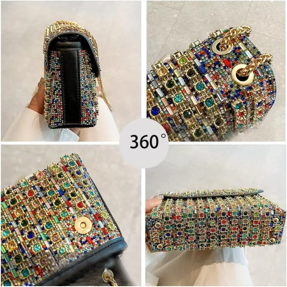 Sparkly Rhinestone Evening Bag for Women, Magnetic Closure Crossbody Shoulder Purse for Wedding Party Prom Dinner Clutch