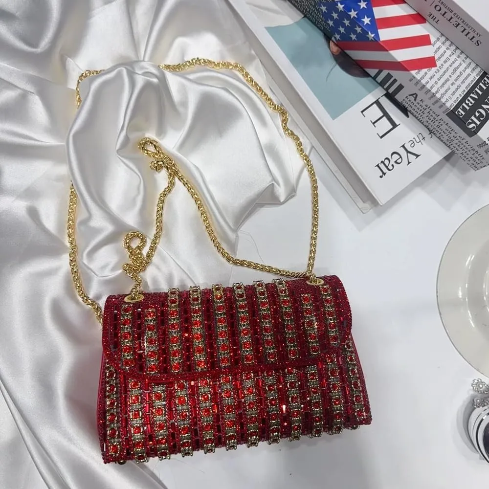 Sparkly Rhinestone Evening Bag for Women, Magnetic Closure Crossbody Shoulder Purse for Wedding Party Prom Dinner Clutch