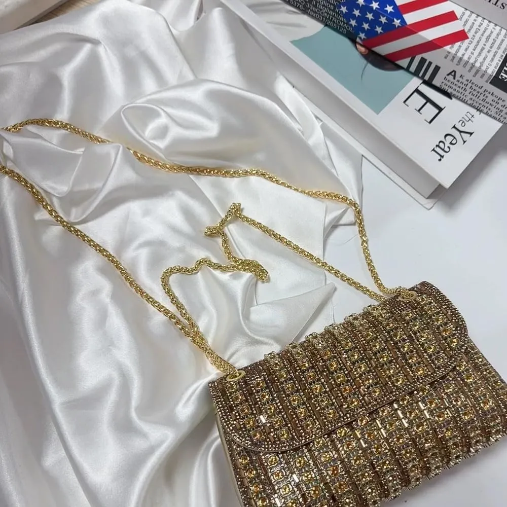 Sparkly Rhinestone Evening Bag for Women, Magnetic Closure Crossbody Shoulder Purse for Wedding Party Prom Dinner Clutch