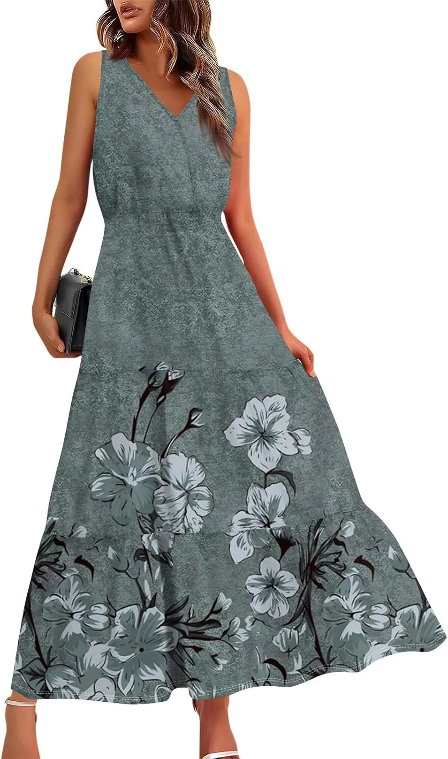 Spring Dresses for Women 2025 Floral Print Dresses for Women 2025 Casual Boho Flowy Patchwork