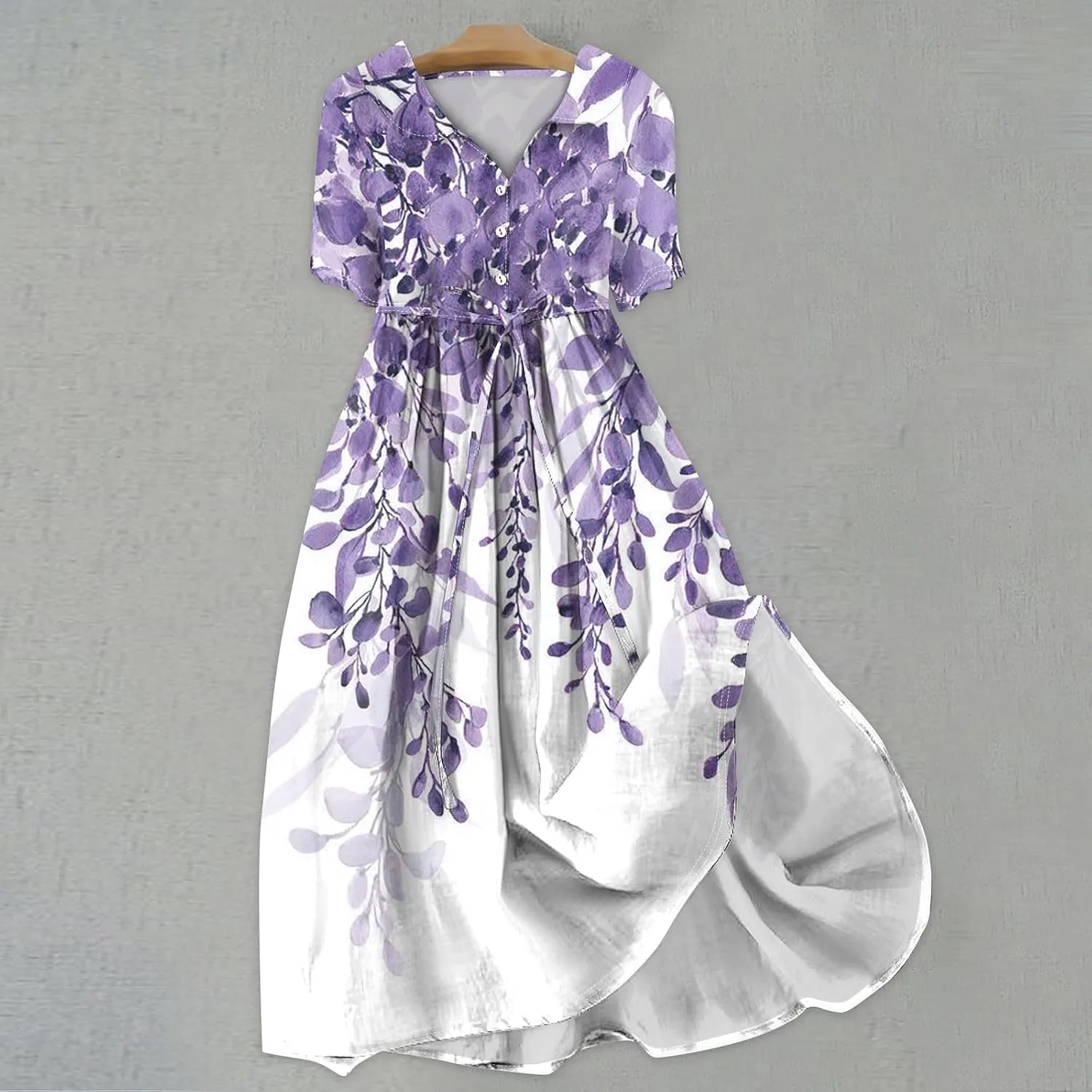 Spring Dresses for Women 2025 Maxi Dress Spring Summer Short Sleeve Tie Swing Swing