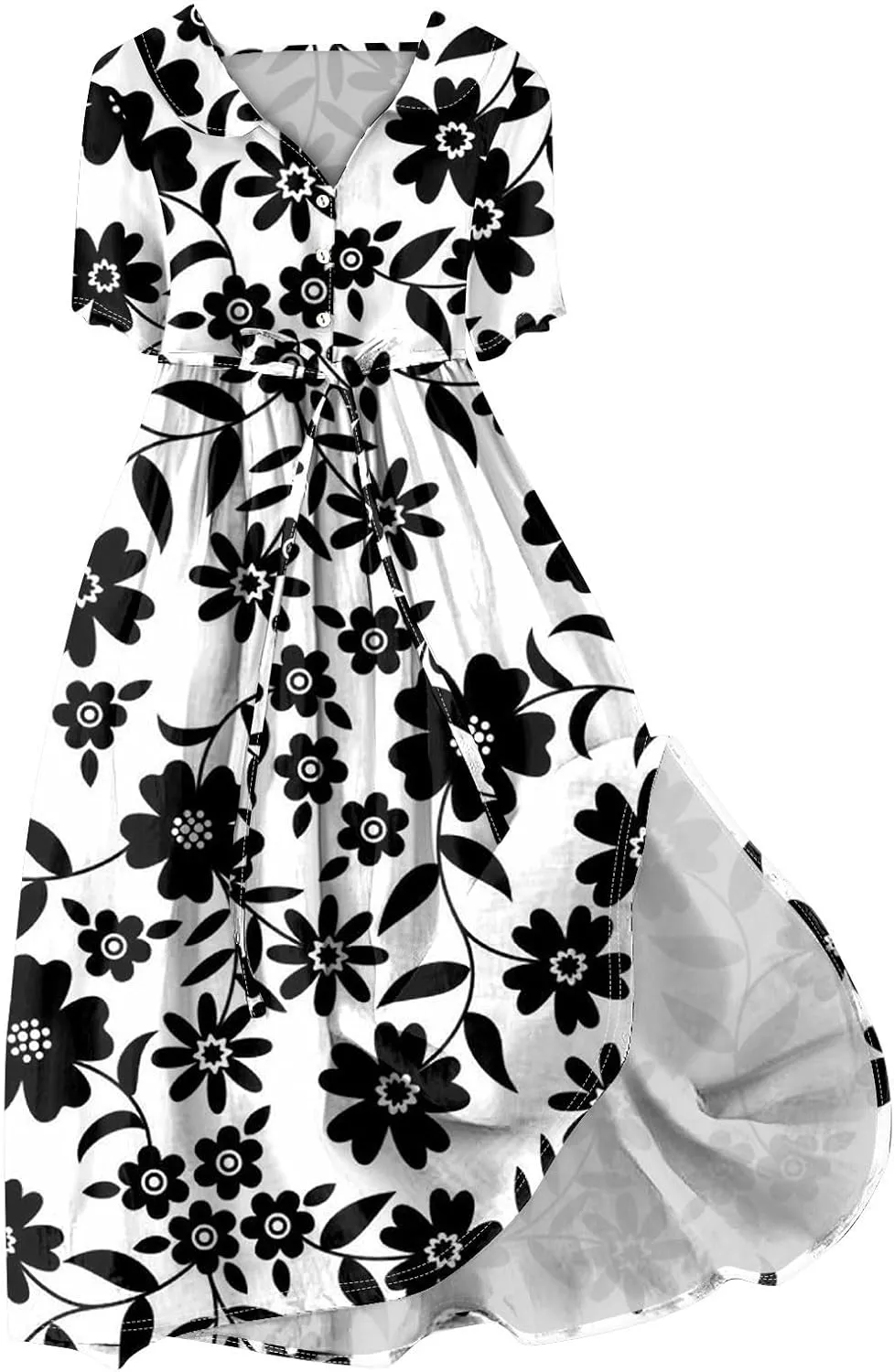 Spring Dresses for Women 2025 Maxi Dress Spring Summer Short Sleeve Tie Swing Swing