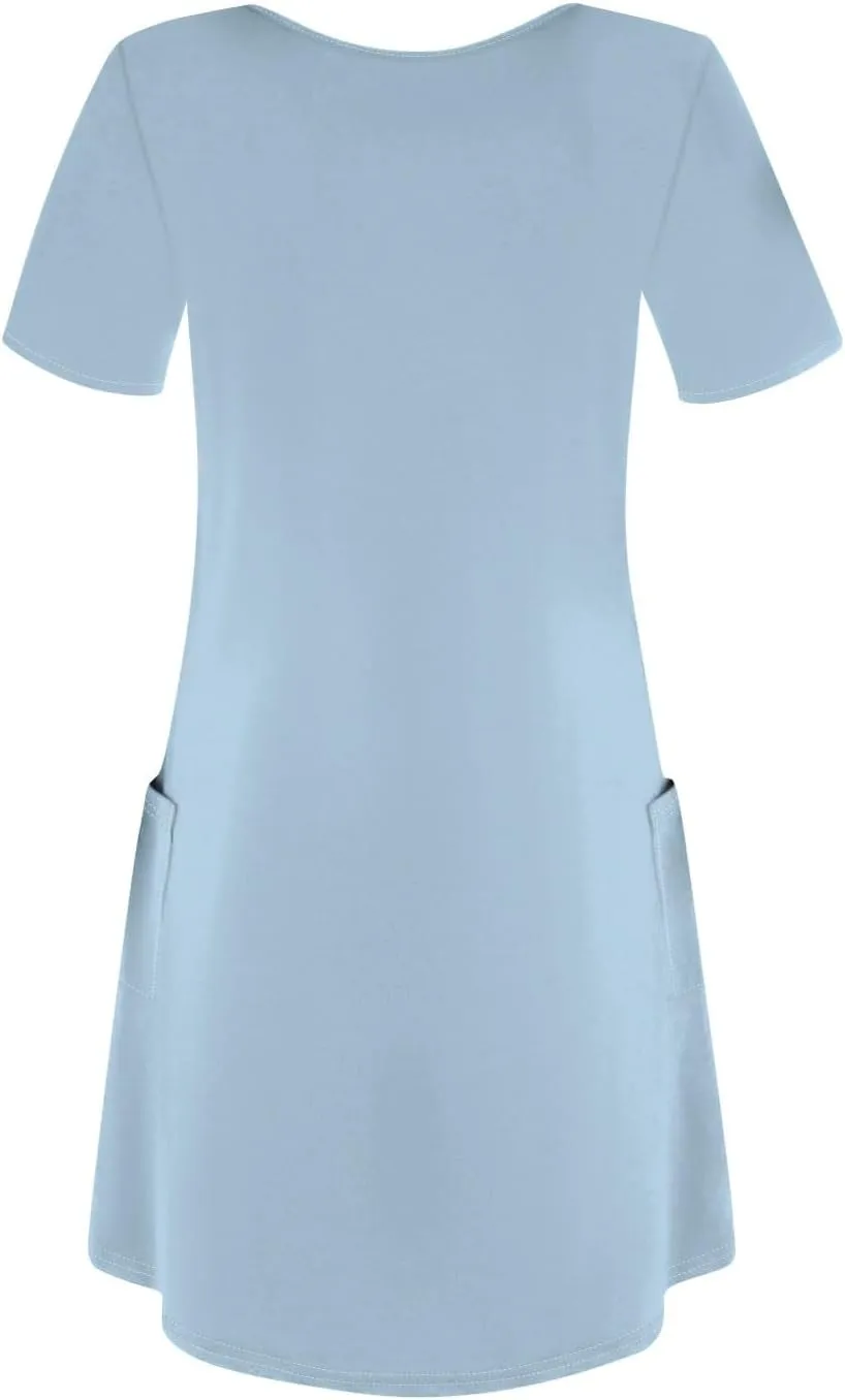 Summer Dresses for Women 2025 Casual Loose V Neck Short Sleeve T Shirt Dress Sundresses Beach Cover Up with Pockets