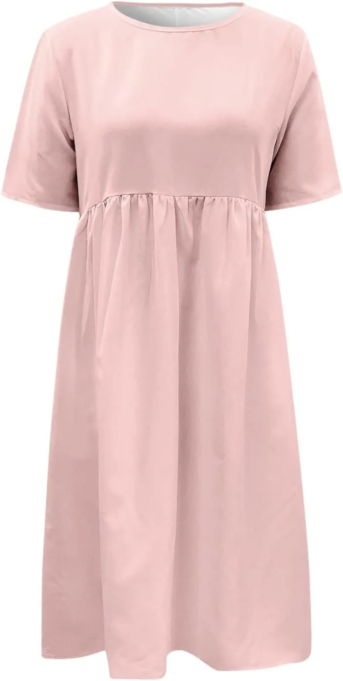 Summer Dresses for Women 2025 Casual Plus Size Floral Maxi Dress Short Sleeve Flowy Pleated Boho Beach Sundresses