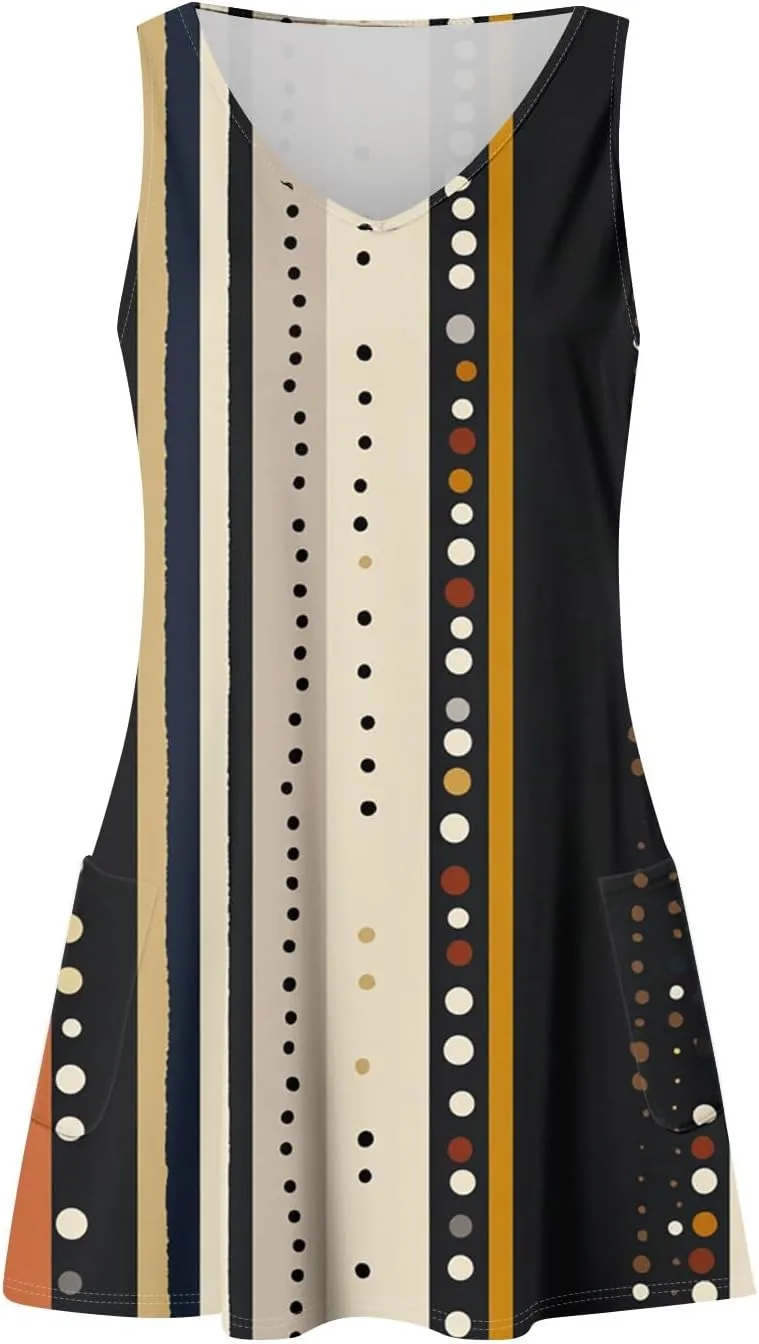 Summer Dresses for Women 2025 Loose Floral Tank Dress V-Neck Casual Sundresses Boho Beach Sleeveless T Shirt Dresses