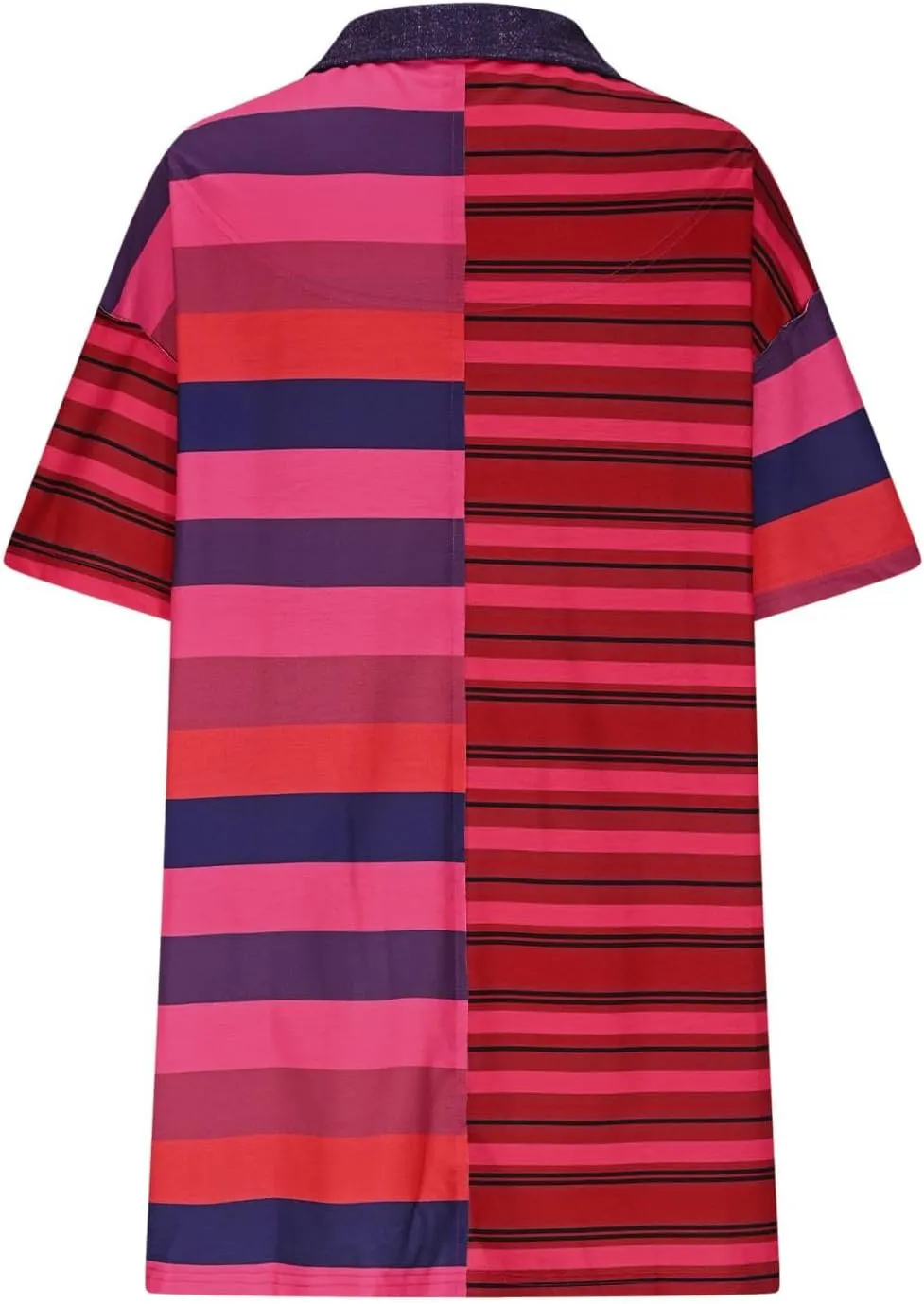 Summer Dresses for Women 2025 Mid Sleeve Lapel Clashing Stripe Casual Dresses Button Down Loose Spring Dress