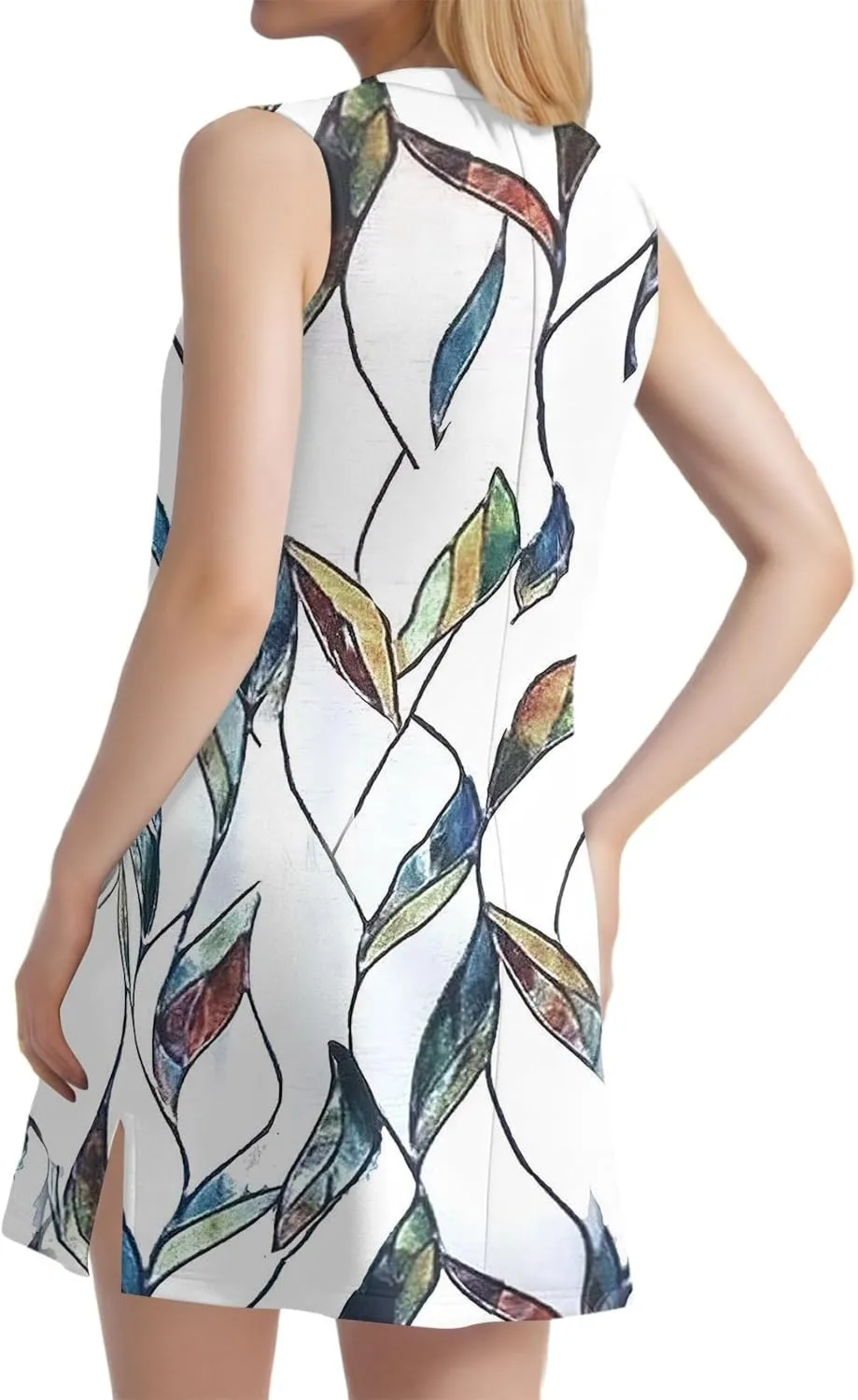 Summer Dresses for Women 2025 Sleeveless Floral Tank Dress Casual Sundresses Loose Beach T Shirt Dresses with Split