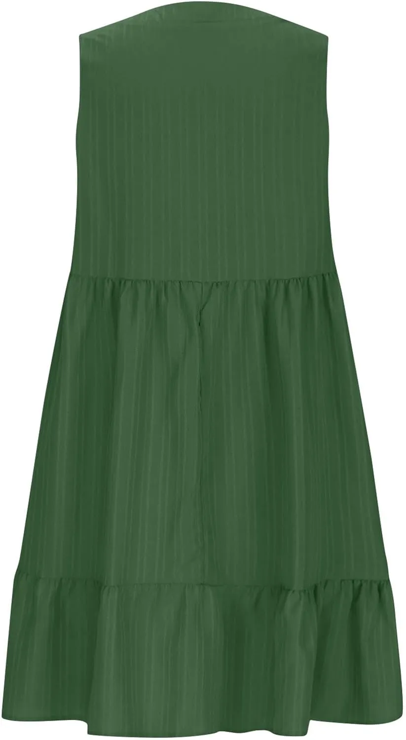 Summer Dresses for Women 2025,Petite Sleeveless Sundresses V Neck Dressy Casual Plus Size Midi Easter Beach Dress