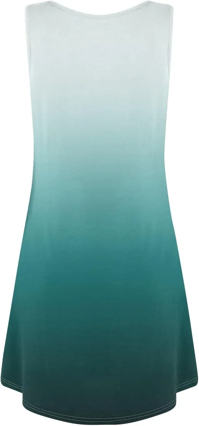 Summer Dresses for Women Casual Sleeveless Mini Dress printedBeach Sundresses Loose Tshirt Tank Dresses with Pockets