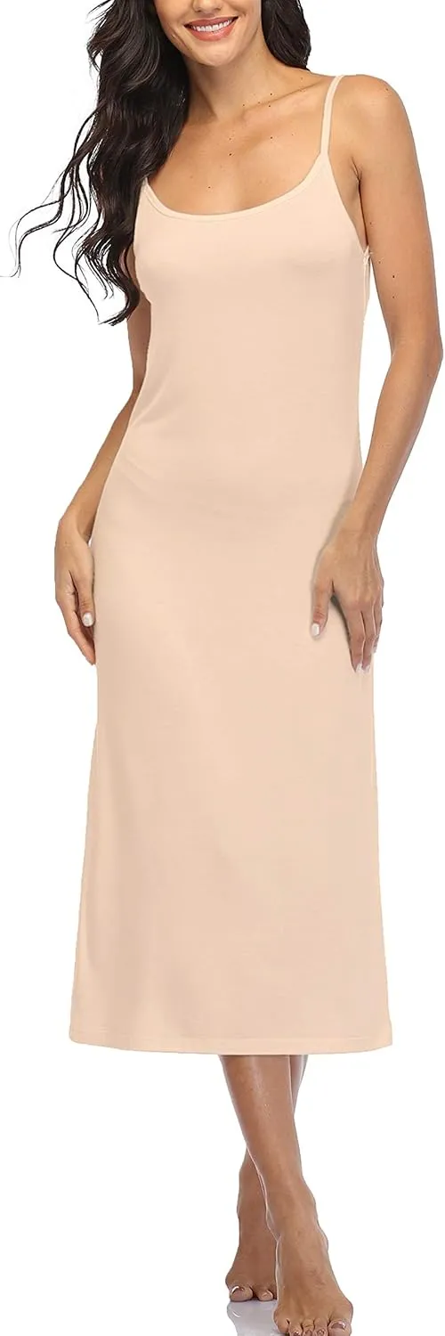 Summienlink Women's Full Slip for Under Dresses Sexy Long Sleeveless Nightgown Cami Dress