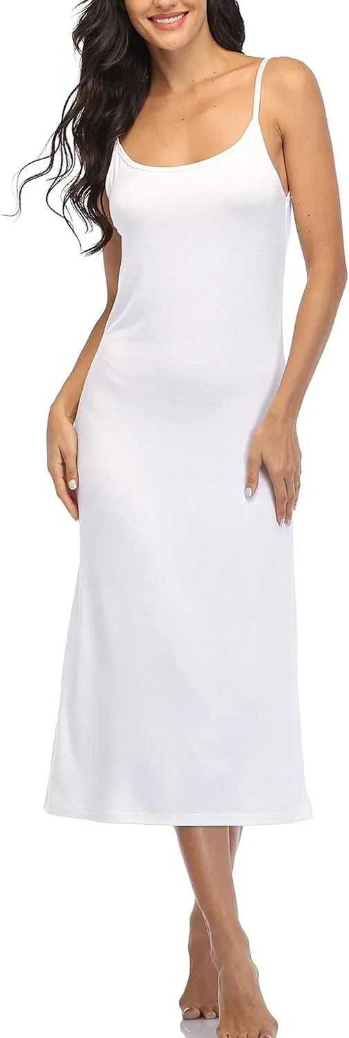 Summienlink Women's Full Slip for Under Dresses Sexy Long Sleeveless Nightgown Cami Dress
