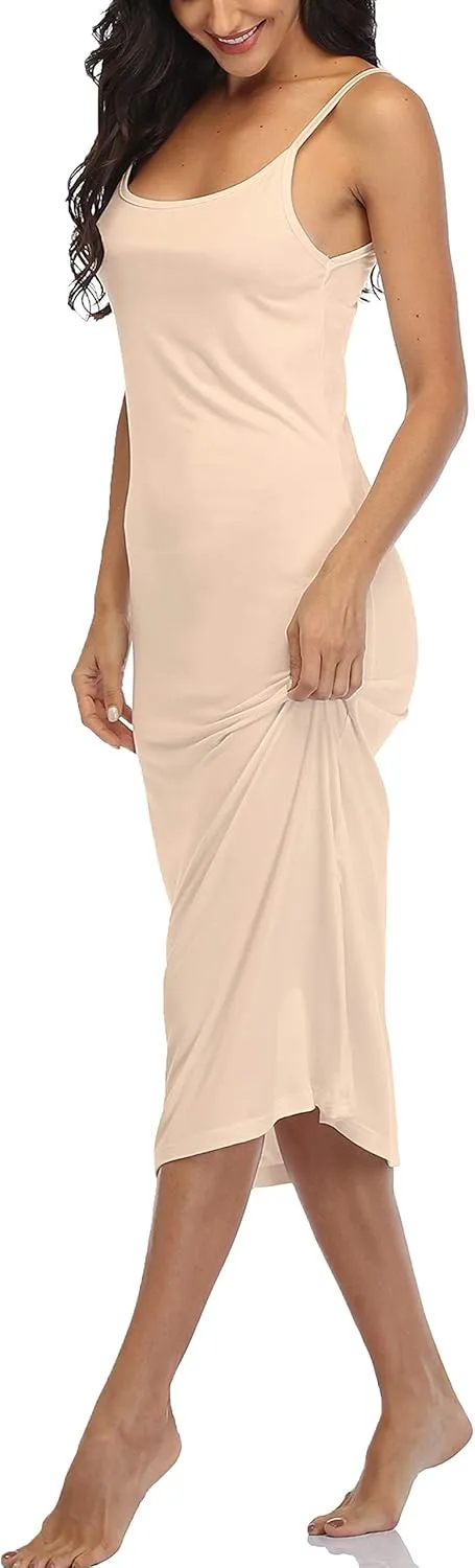 Summienlink Women's Full Slip for Under Dresses Sexy Long Sleeveless Nightgown Cami Dress