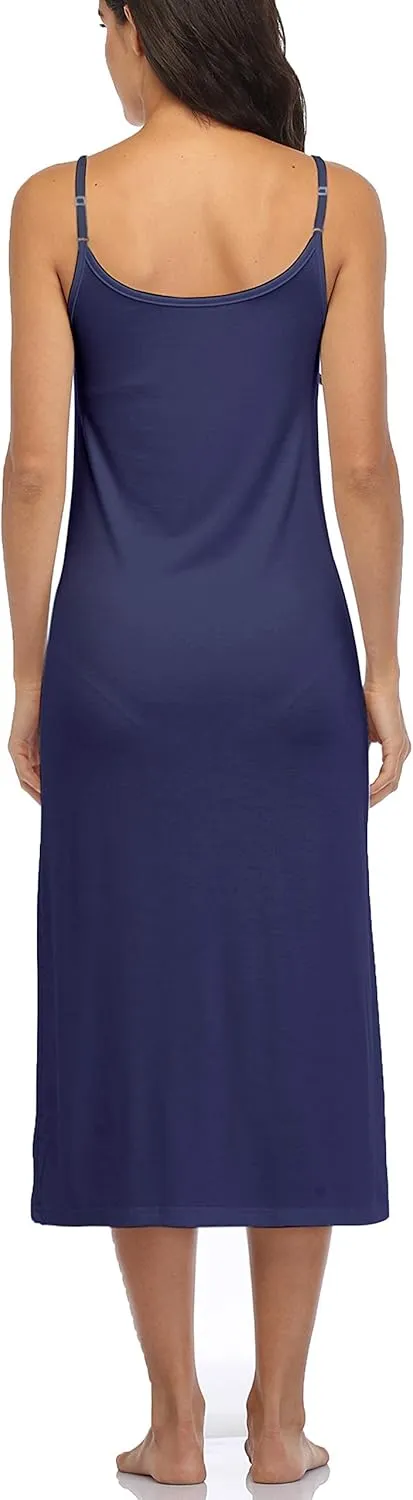 Summienlink Women's Full Slip for Under Dresses Sexy Long Sleeveless Nightgown Cami Dress