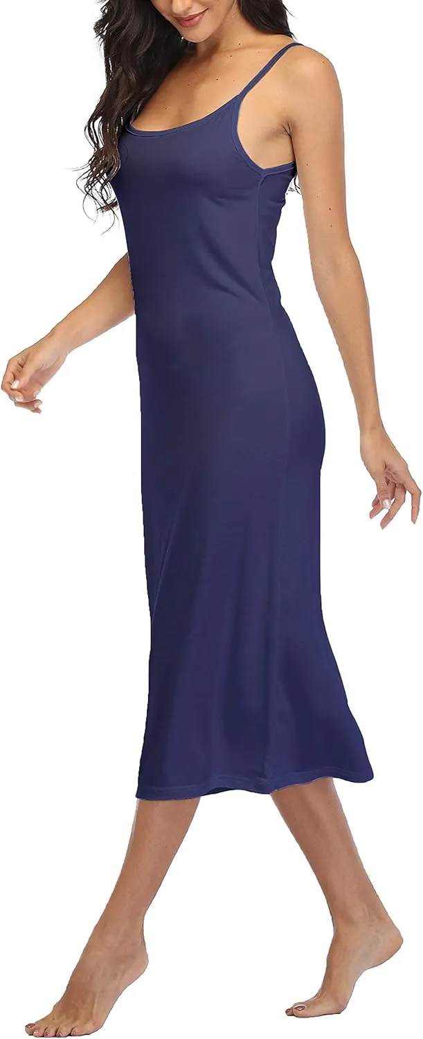 Summienlink Women's Full Slip for Under Dresses Sexy Long Sleeveless Nightgown Cami Dress