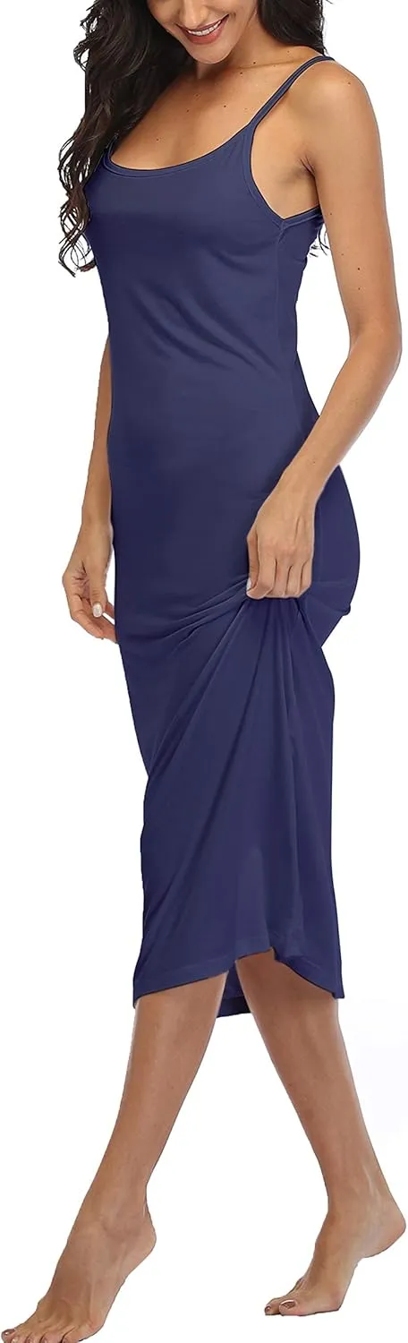 Summienlink Women's Full Slip for Under Dresses Sexy Long Sleeveless Nightgown Cami Dress