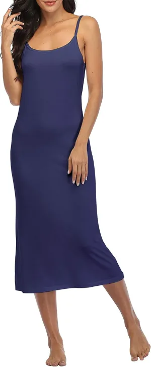 Summienlink Women's Full Slip for Under Dresses Sexy Long Sleeveless Nightgown Cami Dress