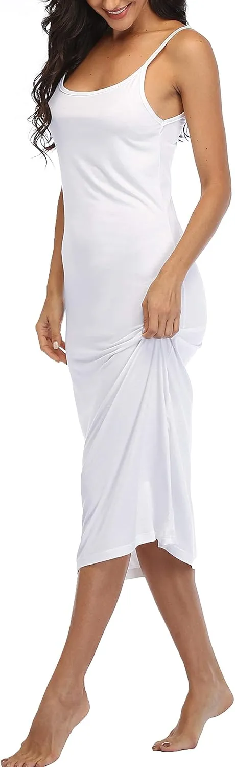 Summienlink Women's Full Slip for Under Dresses Sexy Long Sleeveless Nightgown Cami Dress