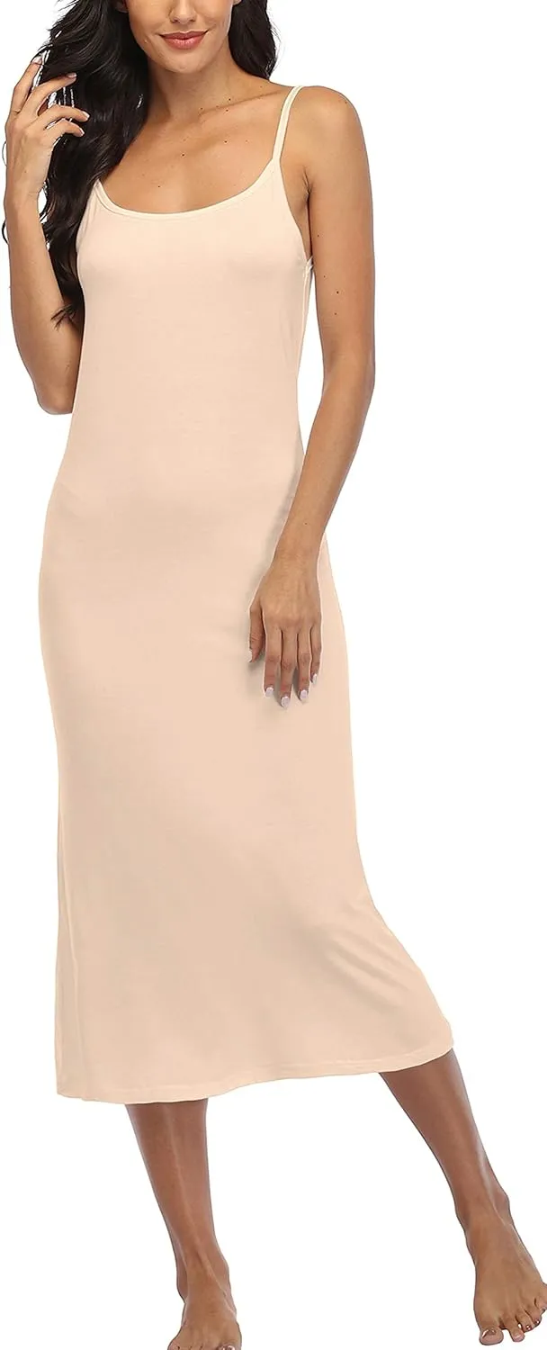 Summienlink Women's Full Slip for Under Dresses Sexy Long Sleeveless Nightgown Cami Dress