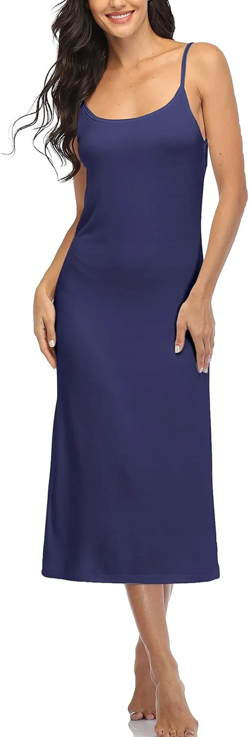 Summienlink Women's Full Slip for Under Dresses Sexy Long Sleeveless Nightgown Cami Dress
