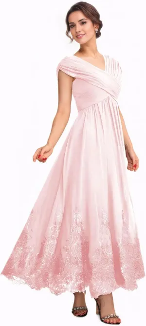 Tea Length Mother of The Bride Dresses for Wedding 2025 Lace Wedding Dress Chiffon Formal Evening Dresses for Women