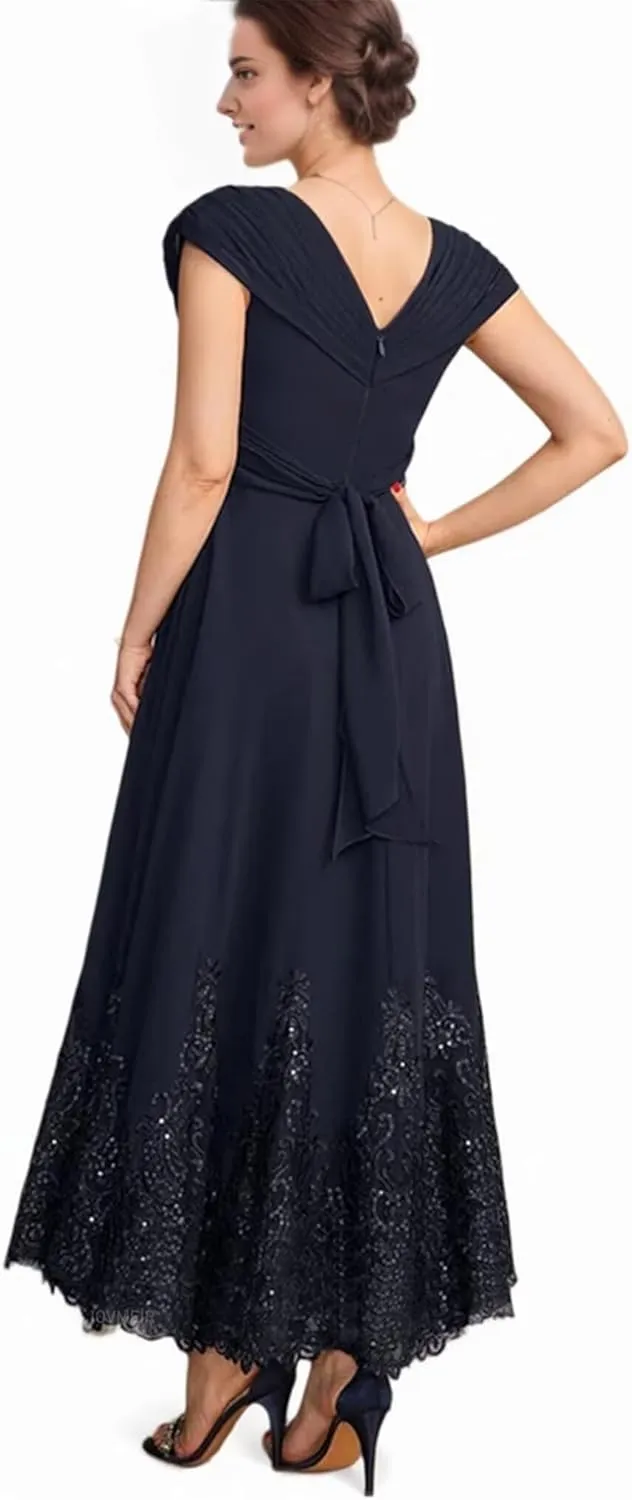 Tea Length Mother of The Bride Dresses for Wedding 2025 Lace Wedding Dress Chiffon Formal Evening Dresses for Women