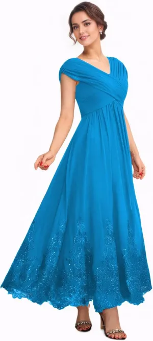 Tea Length Mother of The Bride Dresses for Wedding 2025 Lace Wedding Dress Chiffon Formal Evening Dresses for Women