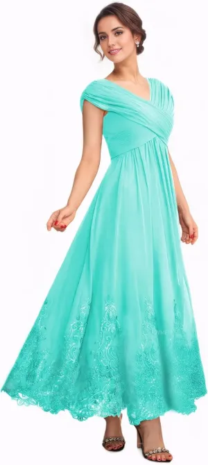 Tea Length Mother of The Bride Dresses for Wedding 2025 Lace Wedding Dress Chiffon Formal Evening Dresses for Women