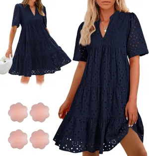 The Beauty North Eyelet Dress, Casual Eyelets Lace Dress for Women, Spring Eyelet Dresses for Women 2025