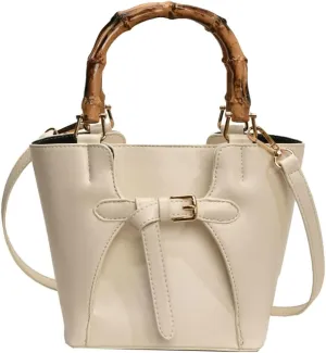 Trendy Shoulder Bag Bucket Purse For Women Commuter Handbag Womens Versatile Satchel Work Purse Travel Bamboo Handle 2025