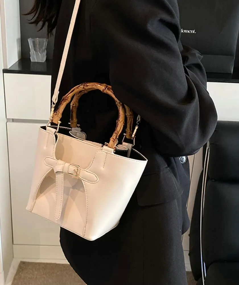 Trendy Shoulder Bag Bucket Purse For Women Commuter Handbag Womens Versatile Satchel Work Purse Travel Bamboo Handle 2025