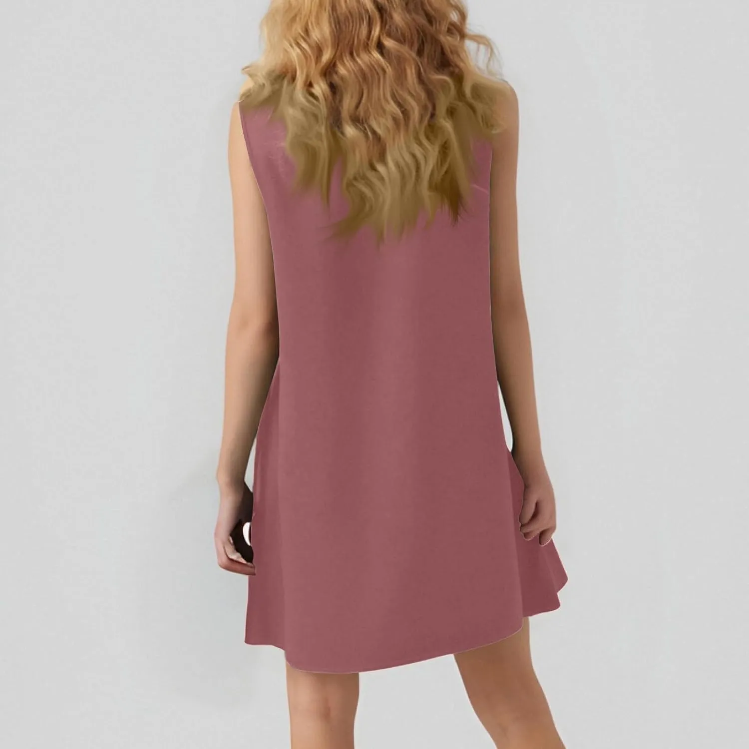 Tshirt Dress Women Summer Sleeveless Ruffle Hem Mini Dress Casual Crewneck T Shirt Dresses Cute Plain Sundresses 2025