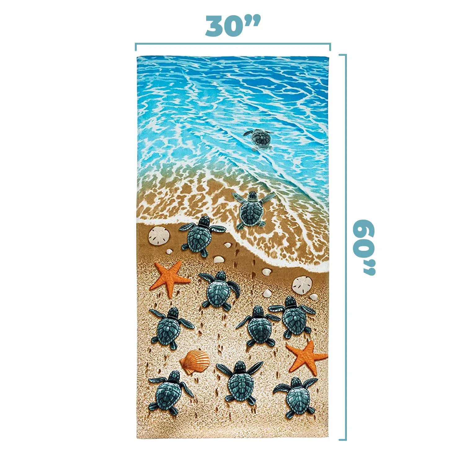 Turtles On The Beach Super Soft Plush Cotton Beach Bath Pool Towel