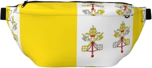 Vatican Flag Stylish Crossbody Waist Pack - Versatile And Compact Travel Pouch For Hands-Free Storage, Black, PBYB-12185A
