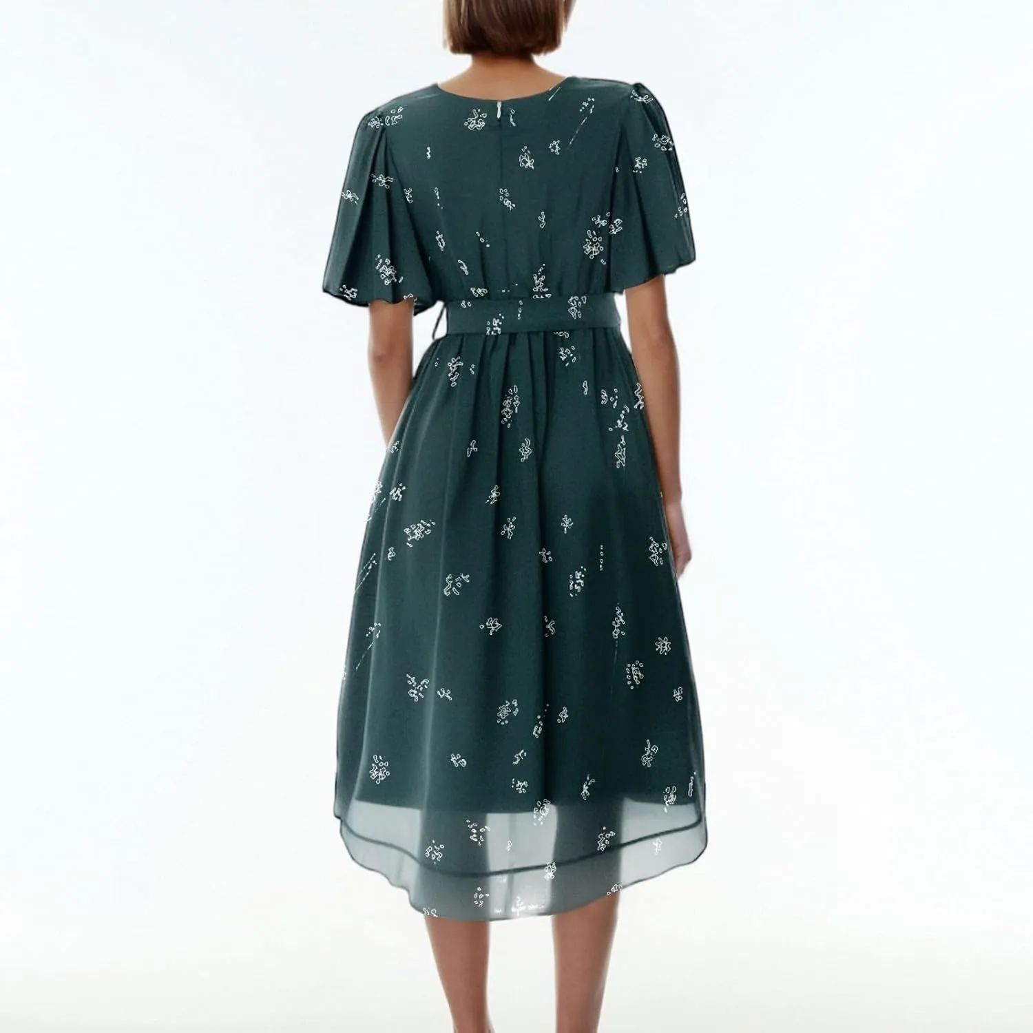 Wedding Guest Dress,Prom Cocktail Summer Sexy Dresses for Women Wrap Flowy Chiffon Womens Midi Dress