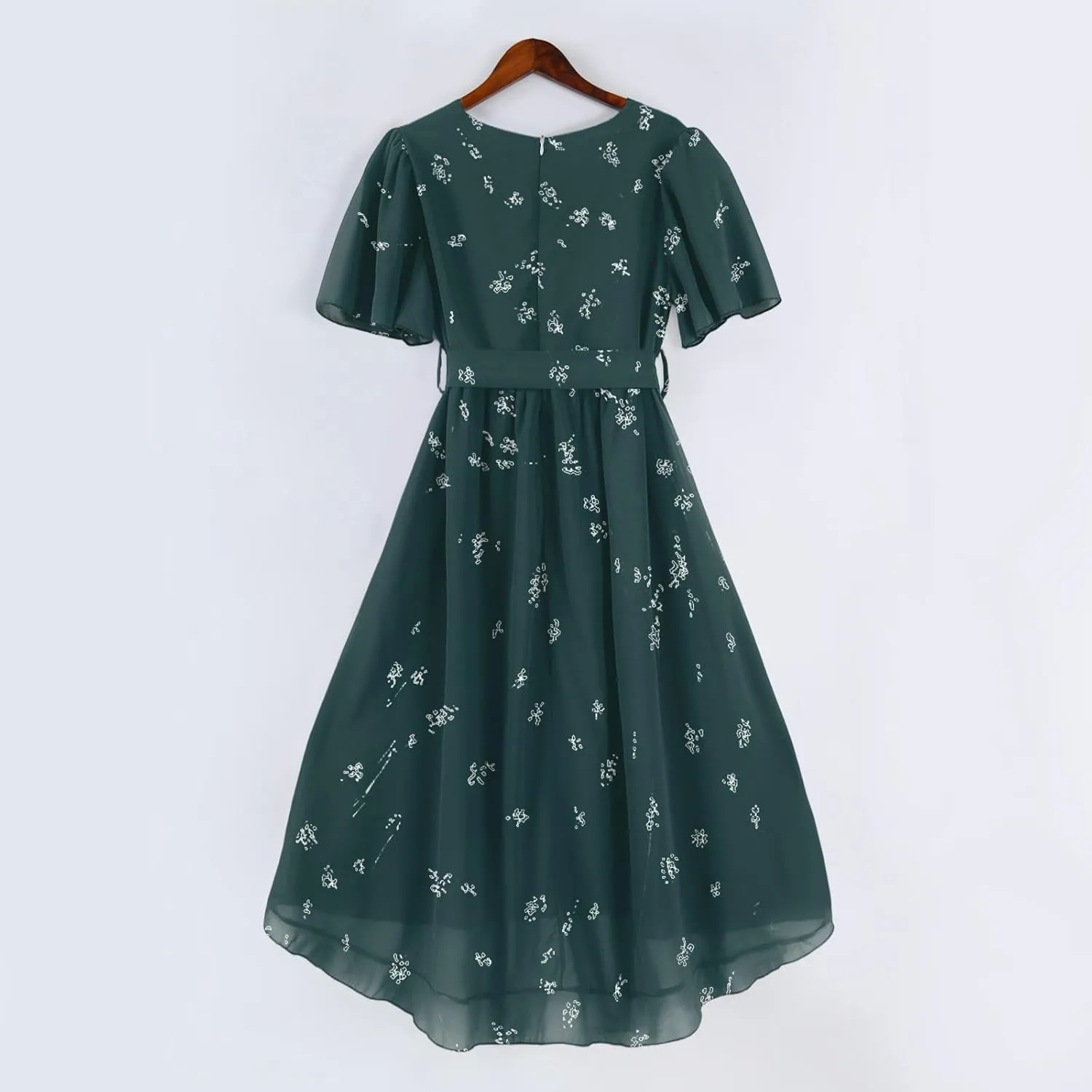 Wedding Guest Dress,Prom Cocktail Summer Sexy Dresses for Women Wrap Flowy Chiffon Womens Midi Dress