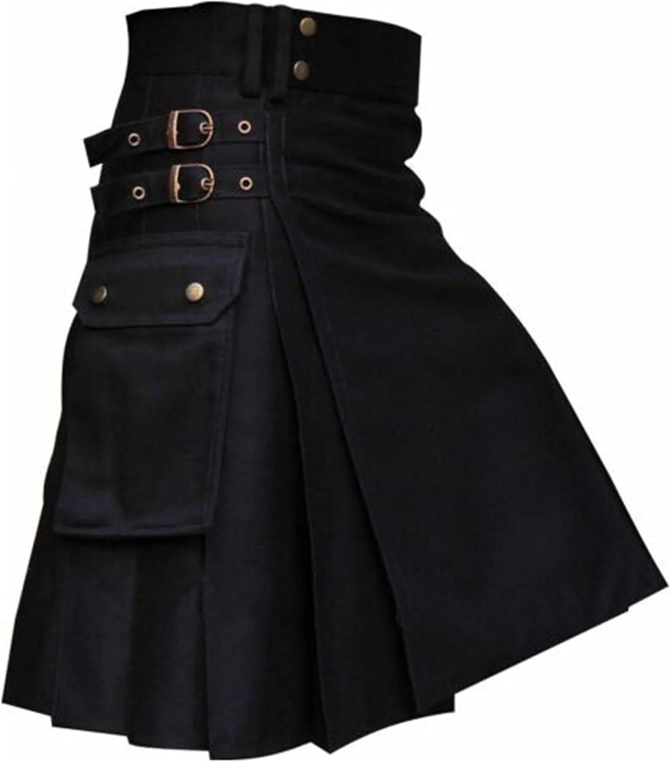 Women High Waisted Gothic Punk Black Pleated Mini Skirt Plus Size Goth Steampunk Style A Line Short Skirt with Pockets