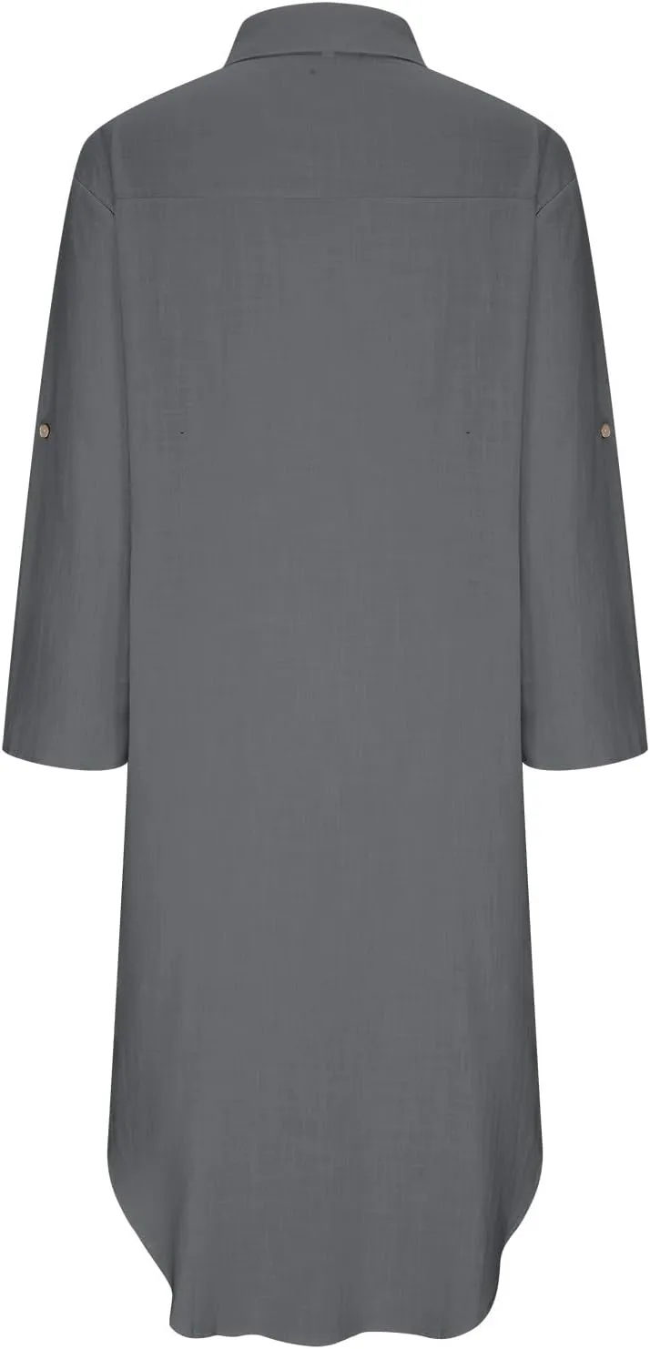 Women Lightweight Shirt Dresses Button Down Split Cover Up Dress Summer Beach Cotton Linen Sundress 2025 Trendy