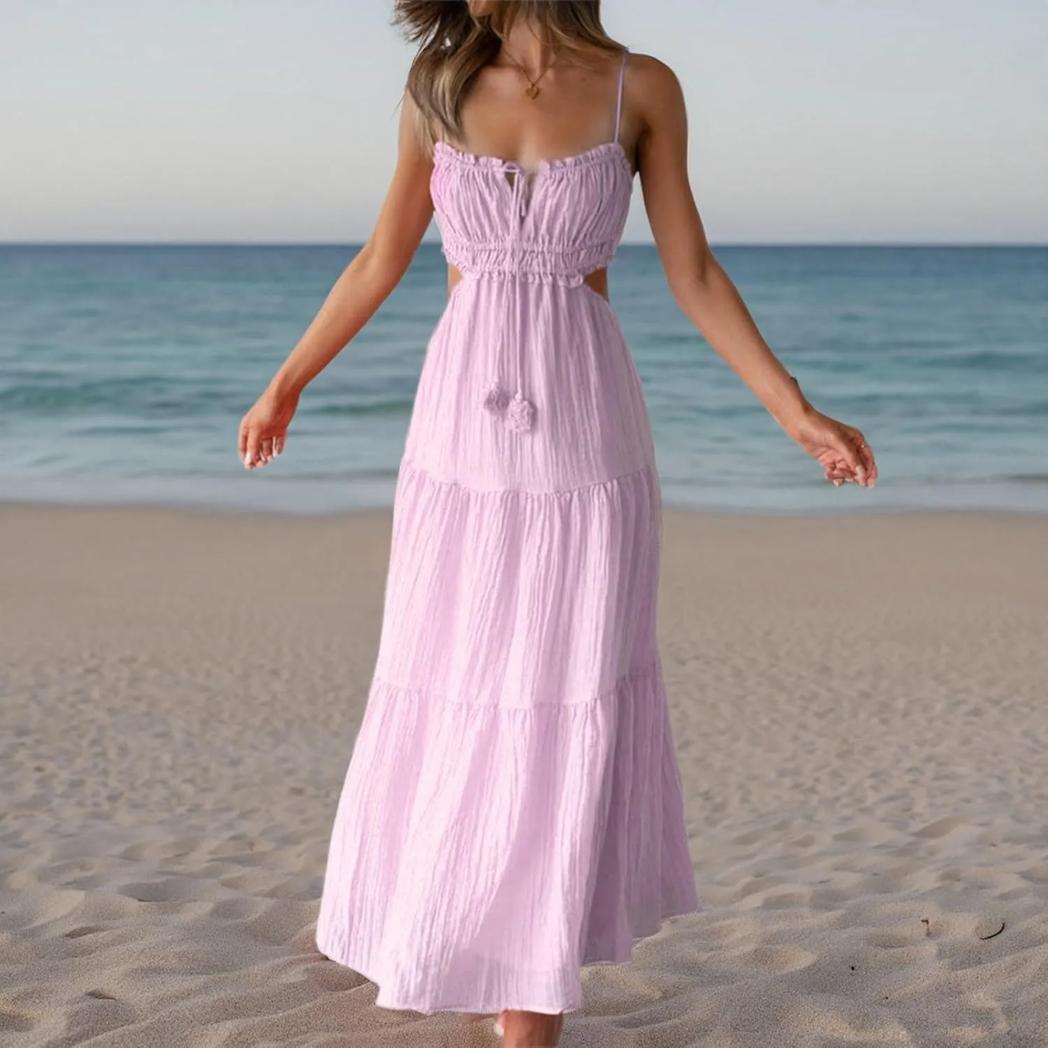 Women Sexy Spaghetti Strap Low Cut Dress Y2k Bodycon Long Dress Sleeveless Backless Maxi Dresses Going Out Party Clubwear