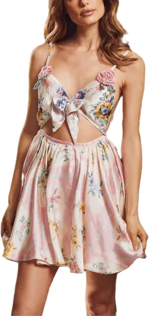 Women Y2k Floral Mini Dress Boho Spaghetti Strap Short Ruffle Dress Summer Tiered Beach Vacation Sundress