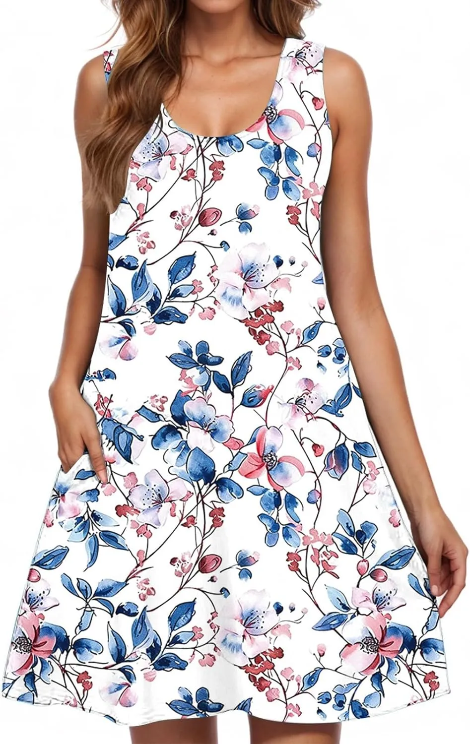 Women's 2025 Summer Casual Floral Boho Dress Elegant Halter Flowy Ruffle Midi Dress Sundresses Casual Beach Dresses
