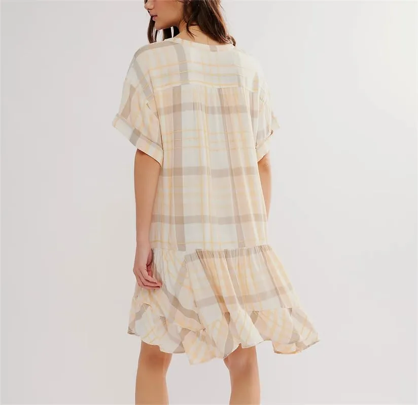 Womens Boho Mini Dress Y2k Floral Puff Sleeve Babydoll Dress 2024 Summer Causal Ruffle Flowy Beach Sundress