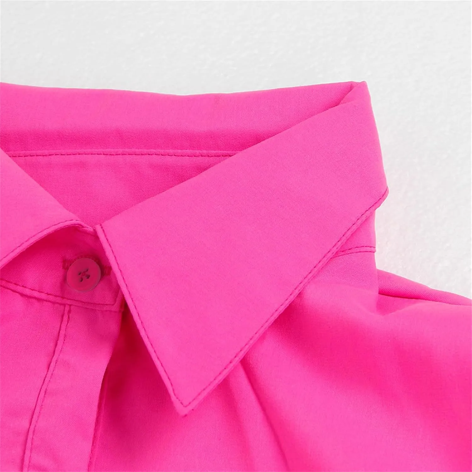 Women's Button Down Puff Short Sleeve Ruffle Hem Loose Babydoll Mini Shirt Dress,S-3XL
