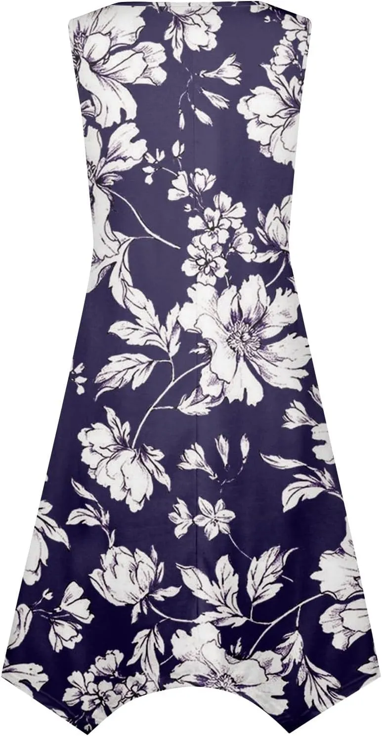 Womens Dresses Dresses for Women 2025 Elegant Swing Floral Print Cotton Spring Summer Sundress Maxi