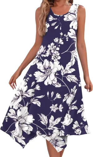 Womens Dresses Dresses for Women 2025 Elegant Swing Floral Print Cotton Spring Summer Sundress Maxi