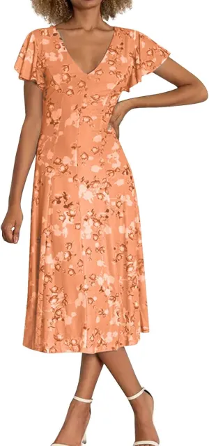 Womens Dresses Maxi Dresses for Women Summer Dresses for Women 2025 Ruffle Short Sleeve Floral